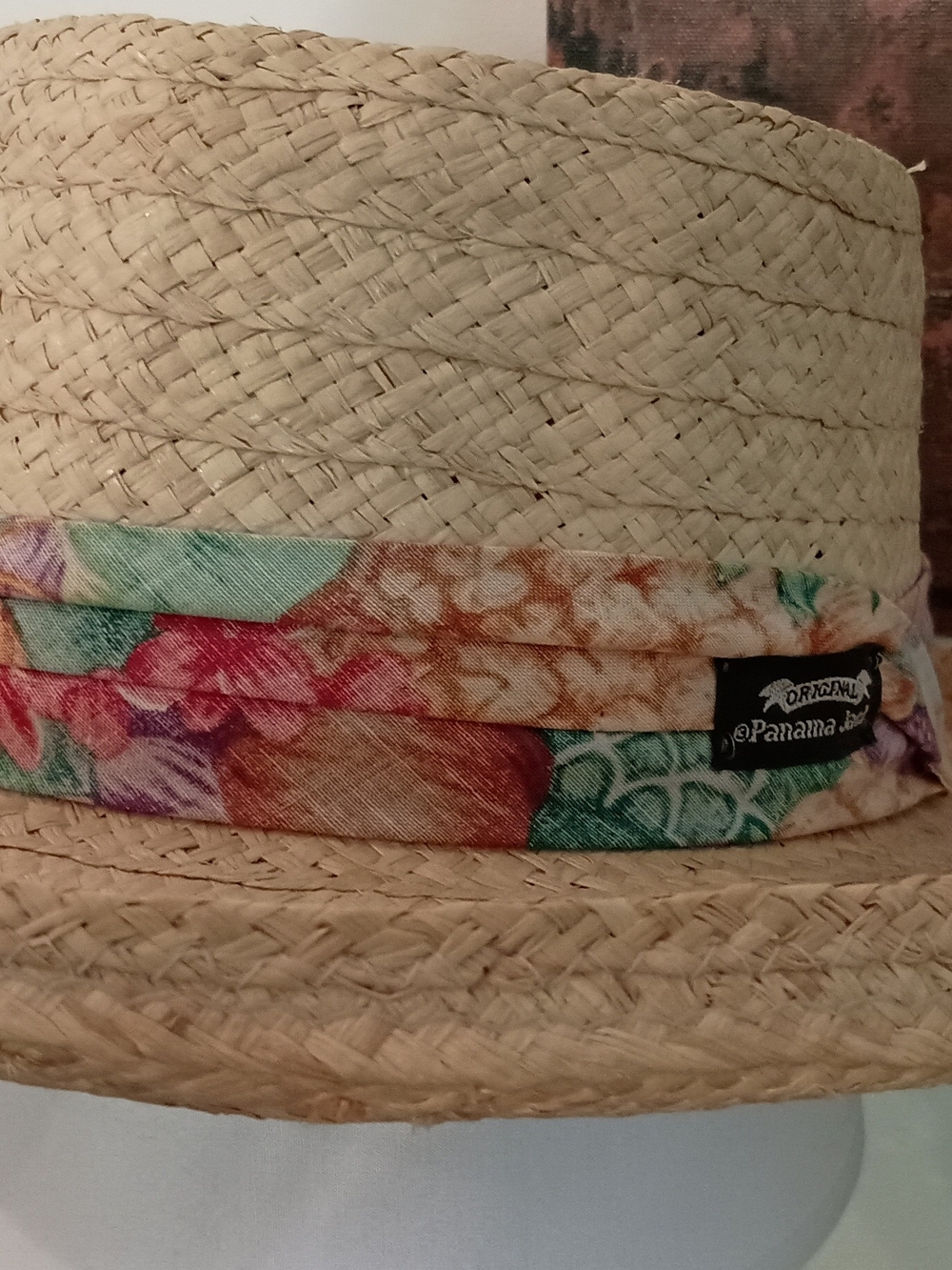 Straw Panama Hat with Floral Band - Natural - Picture 5 of 13